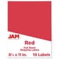 JAM Paper Shipping Labels, 8 1/2" x 11", Red, 1 Label/Sheet, 10 Labels/Pack (337628603)