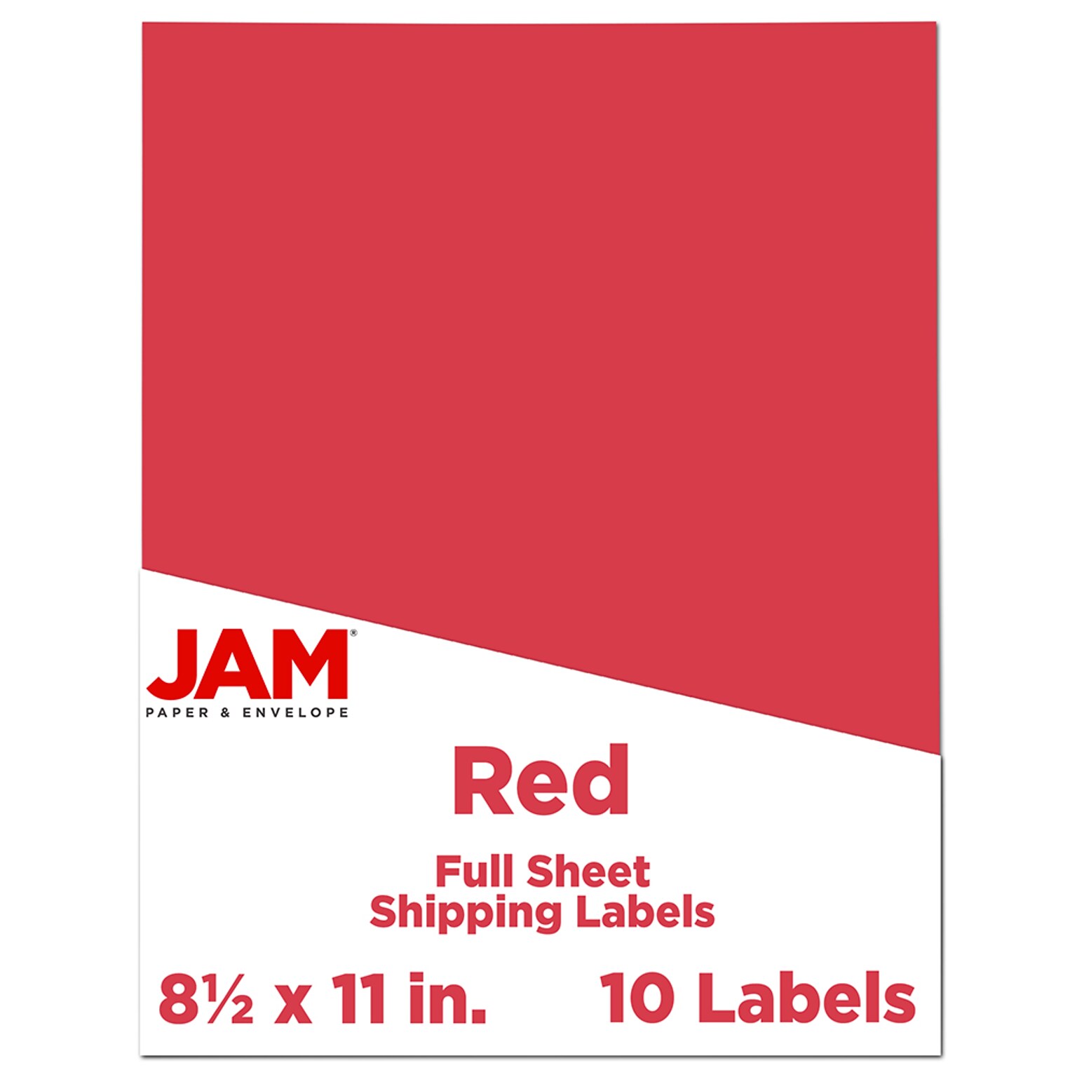 JAM Paper Shipping Labels, 8 1/2 x 11, Red, 1 Label/Sheet, 10 Labels/Pack (337628603)