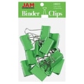 JAM Paper® Binder Clips, Large, 41mm, Green Binderclips, 12/pack (340BCgr)