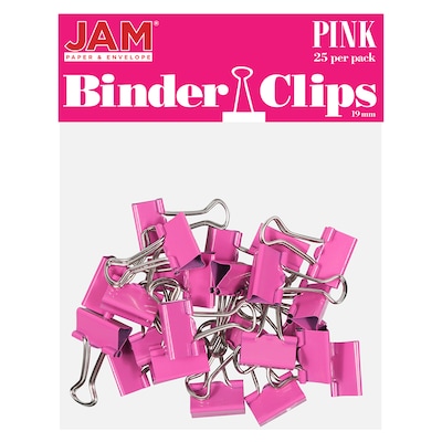 JAM Paper Colored Small Binder Clips, 3/8 Capacity, Pink, 25/pack (334BCPI)