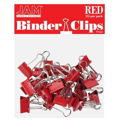 JAM Paper® Colored Binder Clips, Small, 19mm, Red, 25/pack (334BCRE)