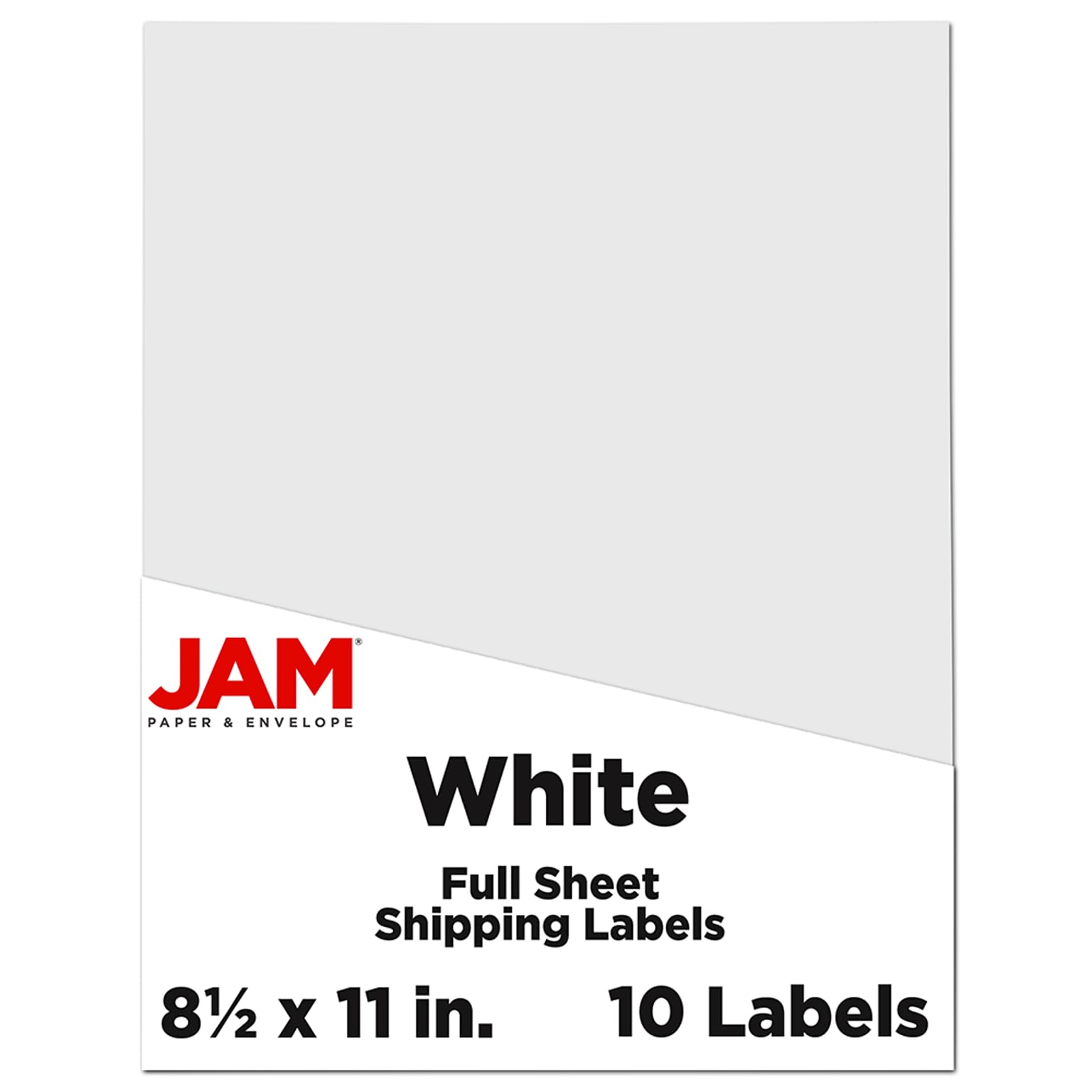 JAM Paper Shipping Labels, 8 1/2 x 11, White, 1 Label/Sheet, 10 Sheets/Pack (4066683)