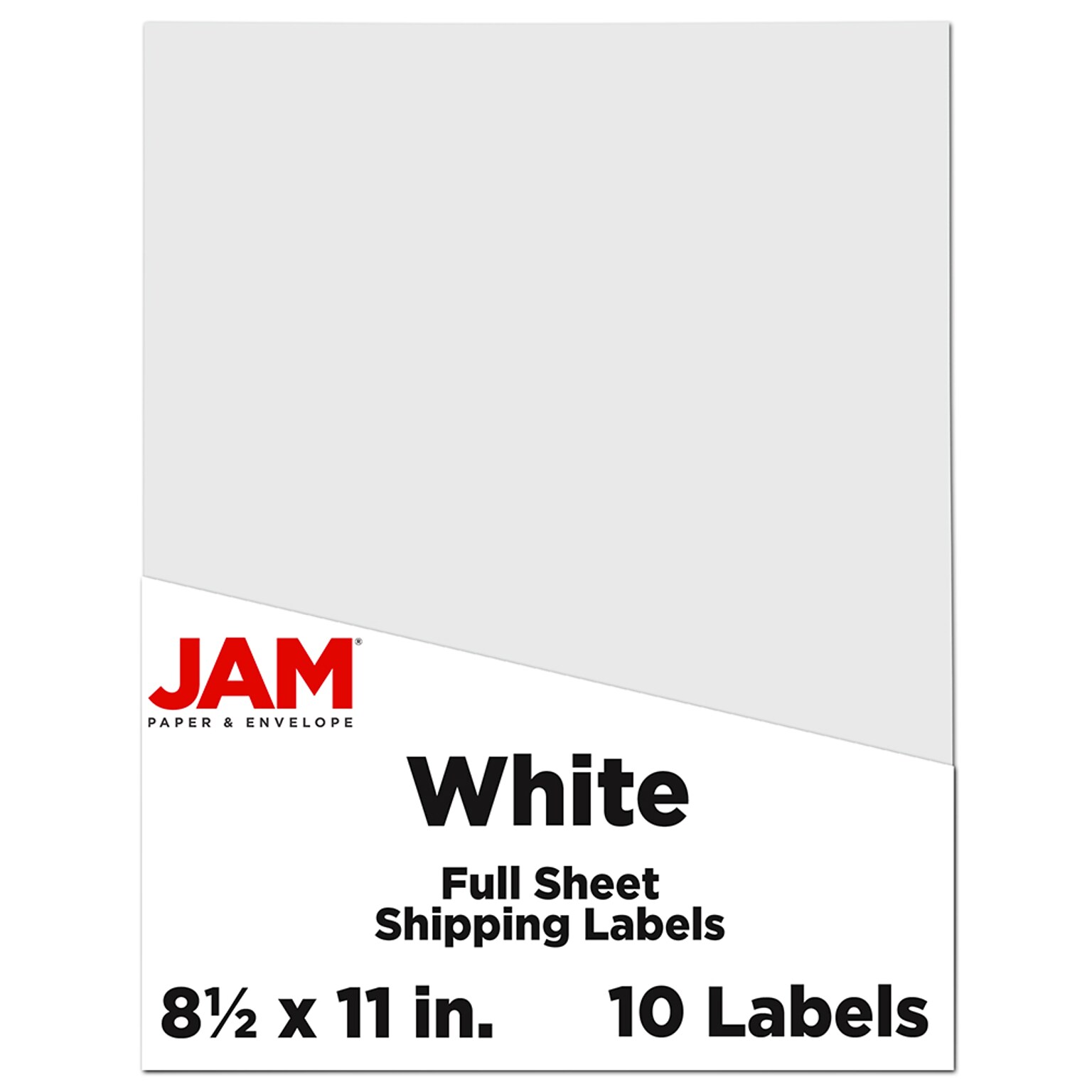 JAM Paper Shipping Labels, 8 1/2 x 11, White, 1 Label/Sheet, 10 Sheets/Pack (4066683)