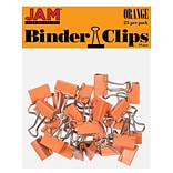 JAM Paper® Colorful Binder Clips, Small, 3/4 Inch (19mm), Orange Binderclips, 25/Pack (334BCOR)