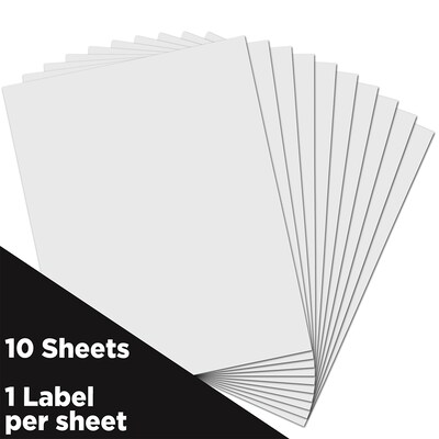 JAM Paper Shipping Labels, 8 1/2 x 11, White, 1 Label/Sheet, 10 Sheets/Pack (4066683)