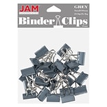 JAM Paper Colored Binder Clips, Small,  3/8 Capacity, Grey, 25/Pack (334BCGY)