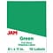 JAM Paper Shipping Labels, 8 1/2 x 11, Green, 1 Label/Sheet, 10 Sheets/Pack (337628607)