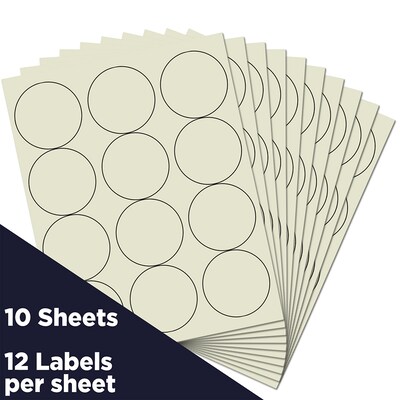 JAM Paper Round Label Sticker Seals, 2.5" Diameter, Ivory, 12 Labels/Sheet, 10 Sheets/Pack (147628590)