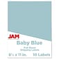 JAM Paper® Shipping Labels, 8 1/2" x 11", Baby Blue, 1 Label/Sheet, 10 Sheets/Pack (337628606)