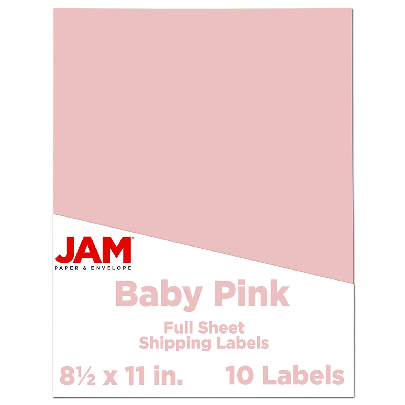 JAM Paper® Shipping Labels, 8 1/2 x 11, Baby Pink, 1 Label/Sheet, 10 Sheets/Pack (337628615)
