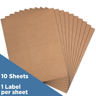 JAM Paper® Shipping Labels, 8 1/2" x 11", Brown Kraft, 1 Label/Sheet, 10 Sheets/Pack (337628602)