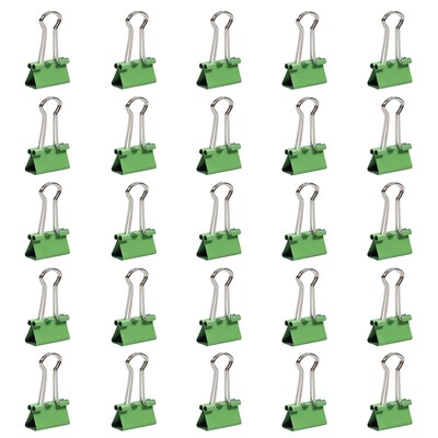 JAM Paper Colored Small Binder Clips, 3/8" Capacity, Green, 25/Pack (334BCGR)