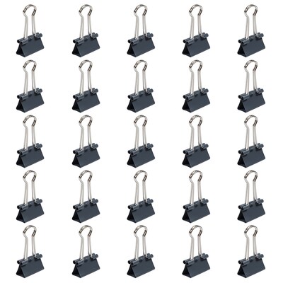 JAM Paper Colored Binder Clips, Small,  3/8" Capacity, Grey, 25/Pack (334BCGY)