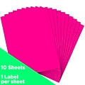 JAM Paper Shipping Labels, 8 1/2 x 11, Neon Pink, 1 Label/Sheet, 10 Labels/Pack (337628614)