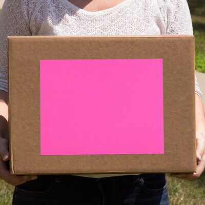 JAM Paper Shipping Labels, 8 1/2" x 11", Neon Pink, 1 Label/Sheet, 10 Labels/Pack (337628614)
