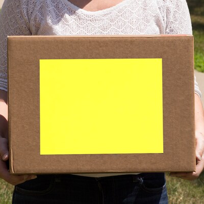 JAM Paper Shipping Labels, 8 1/2" x 11", Neon Yellow, 1 Label/Sheet, 10 Labels/Pack (337628611)