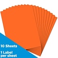 JAM Paper Shipping Labels, 8-1/2 x 11, Orange, 1 Label/Sheet, 10 Sheets/Pack (337628612)