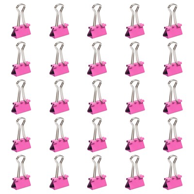 JAM Paper Colored Small Binder Clips, 3/8" Capacity, Pink, 25/pack (334BCPI)