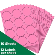 JAM Paper® Circle Round Label Sticker Seals, 2.5 Inch Diameter, Ultra Pink, 120/Pack (147628587)