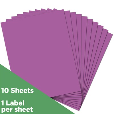 JAM Paper® Shipping Labels, 8 1/2 x 11, Violet Purple, 1 Label/Sheet, 10 Sheets/Pack (337628762)