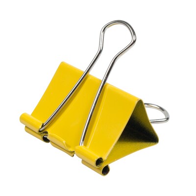 JAM Paper Large Binder Clips, 3/4" Capacity, Yellow, 12/pack (340BCye)