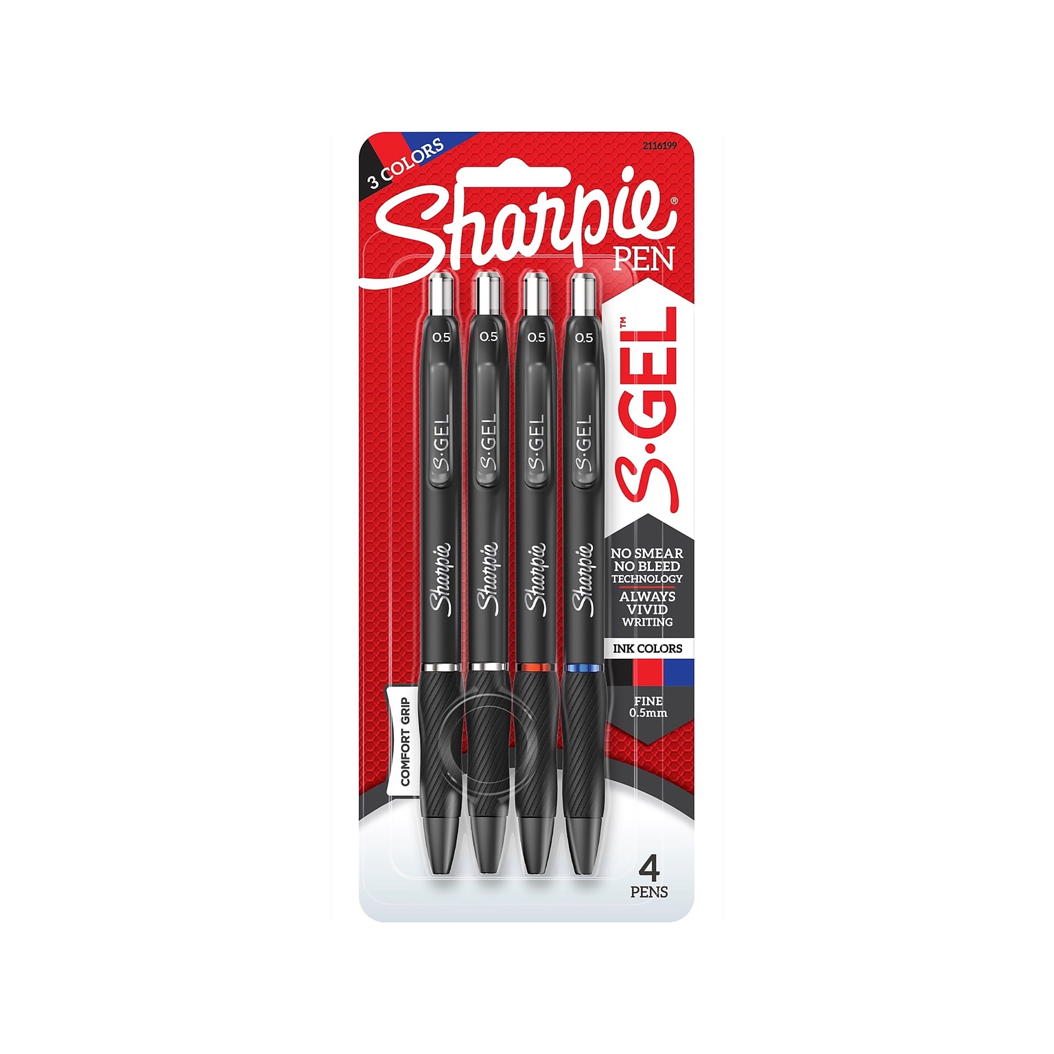 Sharpie S-Gel Retractable Gel Pen, Fine Point, Assorted Ink, 4/Pack (2116199)