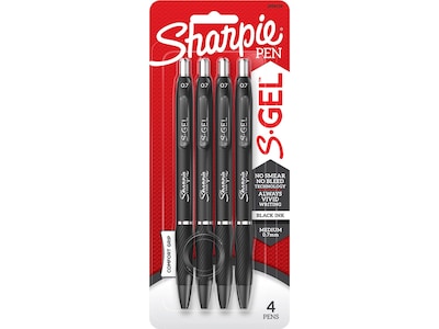 Sharpie S-Gel Retractable Gel Pen, Medium Point, Black Ink, 4/Pack (2096134)