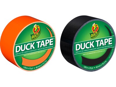 Duck Heavy Duty Duct Tape Set, 1.88 x 20 Yds./1.88 x 15 Yds., Black/Orange, 2 Rolls/Pack (DUCKORBK-STP)