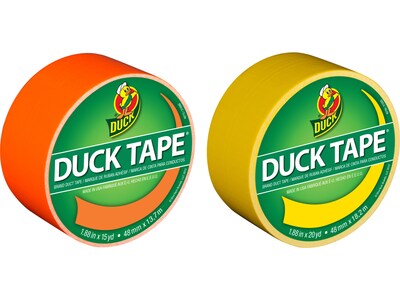 Duck Heavy Duty Duct Tape Set, 1.88 x 15 Yds./1.88 x 20 Yds., Orange/Yellow, 2 Rolls/Pack (DUCKORY