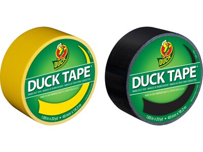 Duck Heavy Duty Duct Tapes, 1.88 x 20 Yds., Black/Yellow, 2 Rolls/Pack (DUCKYWBK-STP)