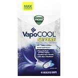 Vicks VapoCOOL Severe Sore Throat Medicated Drops, Winterfrost, 45/Pack (03968)