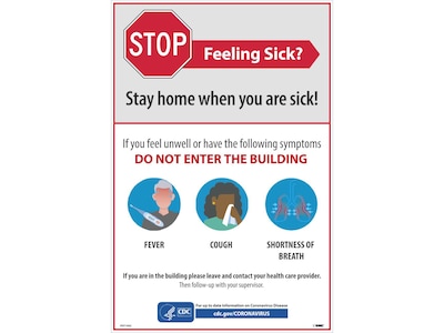 National Marker Vinyl Poster, Stop - Feeling Sick?, 18 x 12, White/Red/Blue (PST142C)
