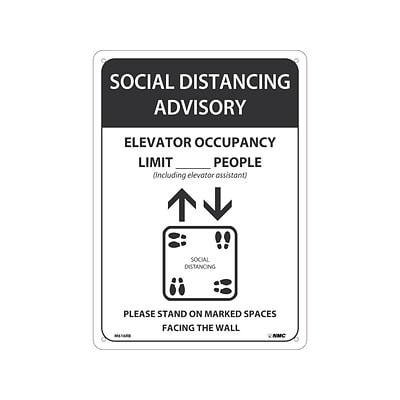 National Marker Wall Sign, Elevator Occupancy Advisory, Plastic, 14 x 10, White/Black (M616RB)