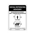 National Marker Wall Sign, Elevator Occupancy: Limit 1 Person or Household, Plastic, 14 x 10, White/Black (M615RB)