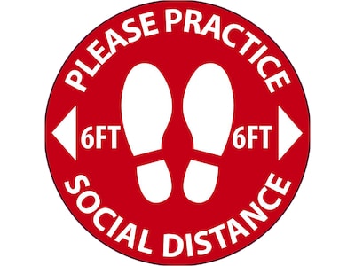 National Marker Projector Lens, Please Practice Social Distancing, 2.5 x 2.5, Red/White (VSPL7)