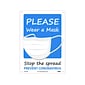 National Marker Wall Sign, "Please Wear a Mask," Plastic, 14" x 10", Blue/White (M614RB)