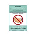 National Marker Wall Sign, Welcome. Handshake-Free Zone, Plastic, 14 x 10, Green/White (M0146RB)