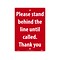 National Marker Wall Sign, Please Stand Behind the Line Until Called. Thank You, Plastic, 14 x 10