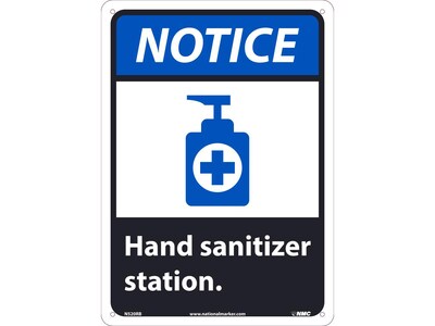 National Marker Wall Sign, Notice: Hand Sanitizer Station, Plastic, 14 x 10, Blue/White/Black (N