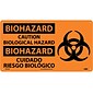 National Marker Wall Sign, "Biohazard: Caution Biological Hazard," Adhesive Vinyl, 10" x 18", Orange/Black (SPSA52R)