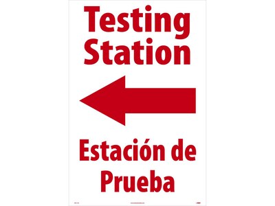 National Marker A-Frame Sign, Testing Station Left, 36 x 24, White/Red (SFS110C)