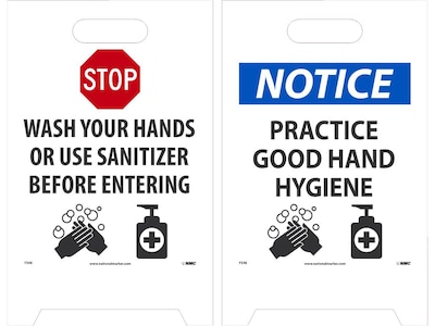 National Marker Double-Sided A-Frame Sign, Notice: Practice Good Hand Hygiene, 19 x 12, Multicolor (FS48)