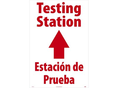 National Marker A-Frame Sign, Testing Station Straight, 36 x 24, White/Red (SFS112C)