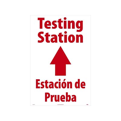 National Marker A-Frame Sign, Testing Station Straight, 36 x 24, White/Red (SFS112C)