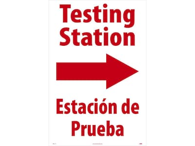National Marker A-Frame Sign, Testing Station Right, 36 x 24, White/Red (SFS111C)