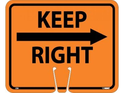 National Marker Cone Top, Keep Right, 10.38 x 12.63, Orange (CS9)