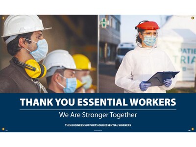 National Marker Vinyl Banner, Thank You Essential Workers. We are Stronger Together., 36 x 60, Multicolor (BT567)