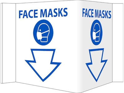 National Marker 3D Wall Sign, Face Masks, 6 x 9, White/Blue (VS55)