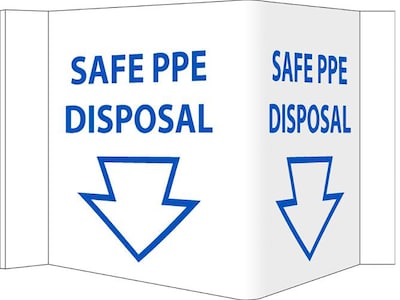 National Marker 3D Wall Sign, Safe PPE Disposal, 6 x 9, White/Blue (VS57)