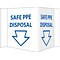 National Marker 3D Wall Sign, Safe PPE Disposal, 6 x 9, White/Blue (VS57)